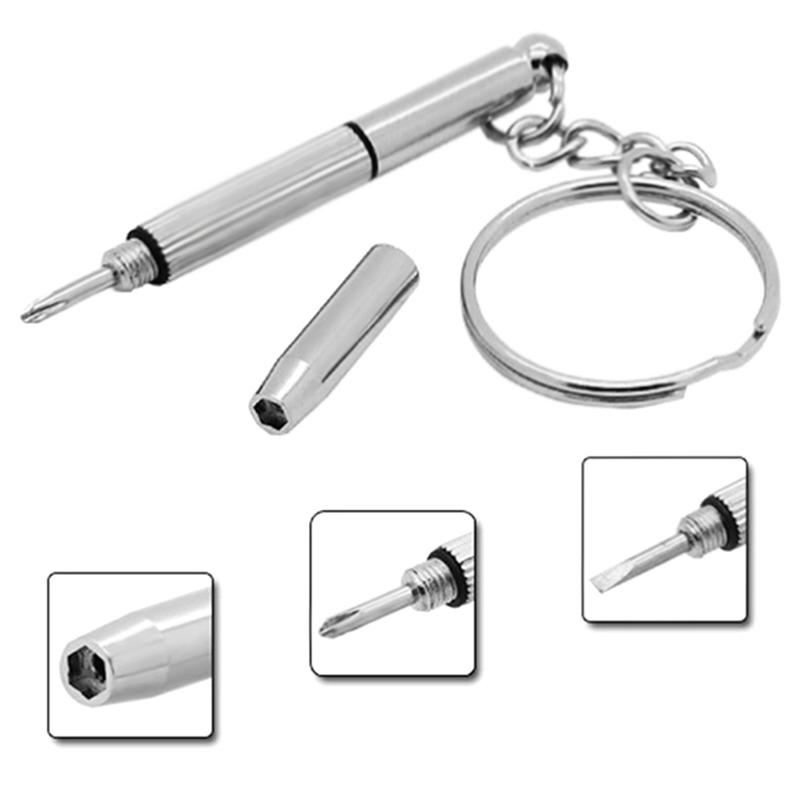 3 In 1 Eyeglass Screwdriver Portable Keychain Screwdriver Watch Repair Kit Tools