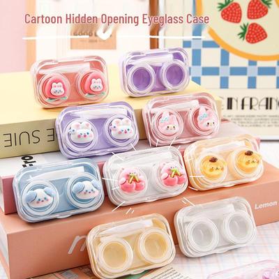 Очаровательный прозрачный контейнер для контактных линз - Стильный девчачий держатель для очков в форме сердечка