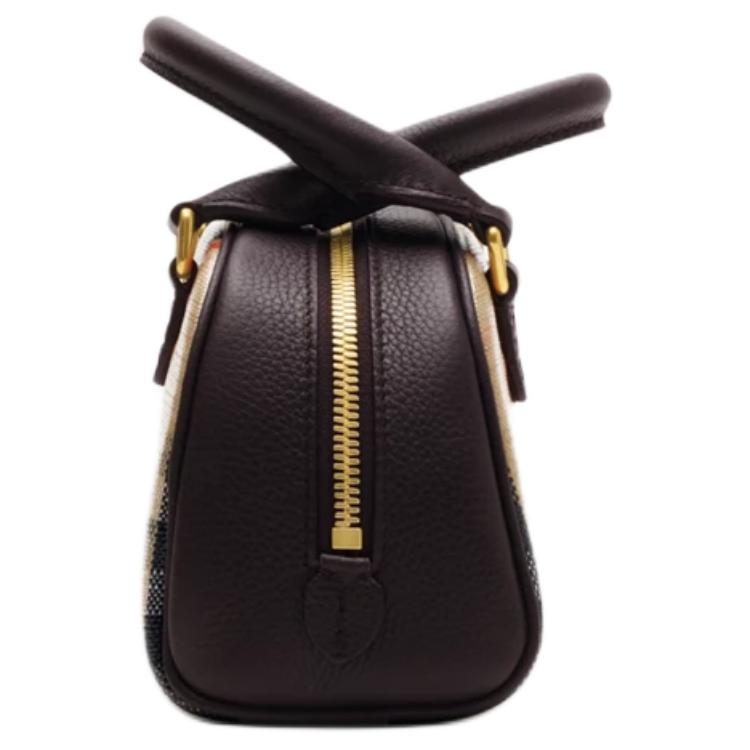 Burberry Classic Logo Cuffed Handle Cotton Mini Crossbody Tote Bag Women handbags Beige 81152811