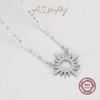 Sparkling Clear Zircon 925 Sterling Silver Trendy Luxury Sun Pendant Necklace For Women Classic Wedding Statement Jewelry