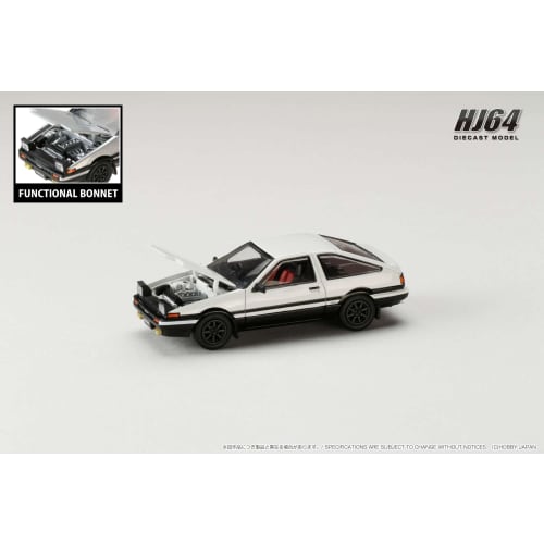 HJ64 Масштаб 1/64 Toyota Sprinter Trueno GT APEX (АЕ86) Модель в JDM стиле с белой/черной отделкой