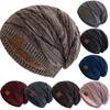 Unisex Slouchy Winter Hats Warm Fleece Lined Beanie Cap Men Women Casual Label Decor Winter Mixed Color Knitted Hats