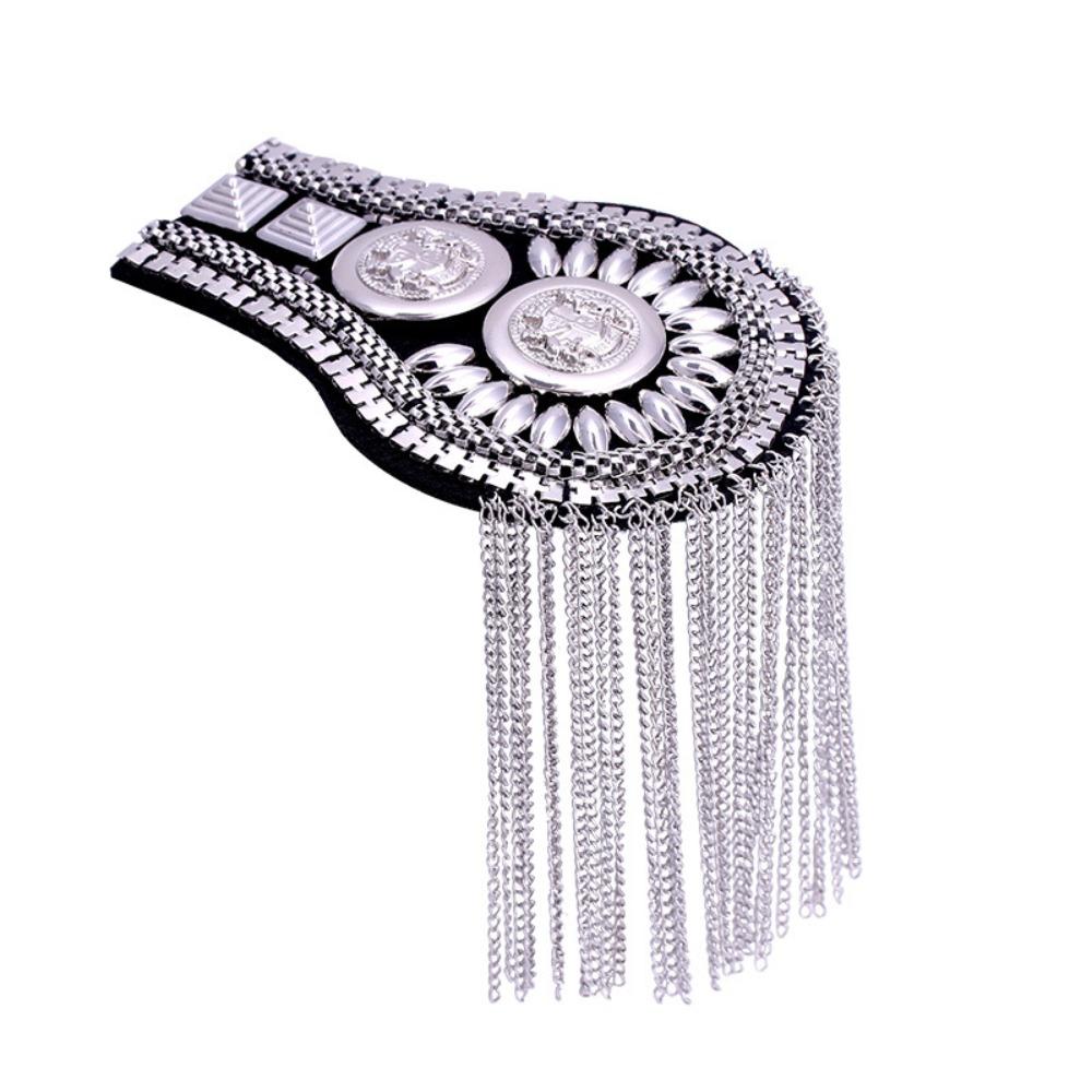 Metal Brooch Shoulder Board Zinc Zinc Alloy Jacket Vintage Brooch Tassel Chain Epaulettes Party
