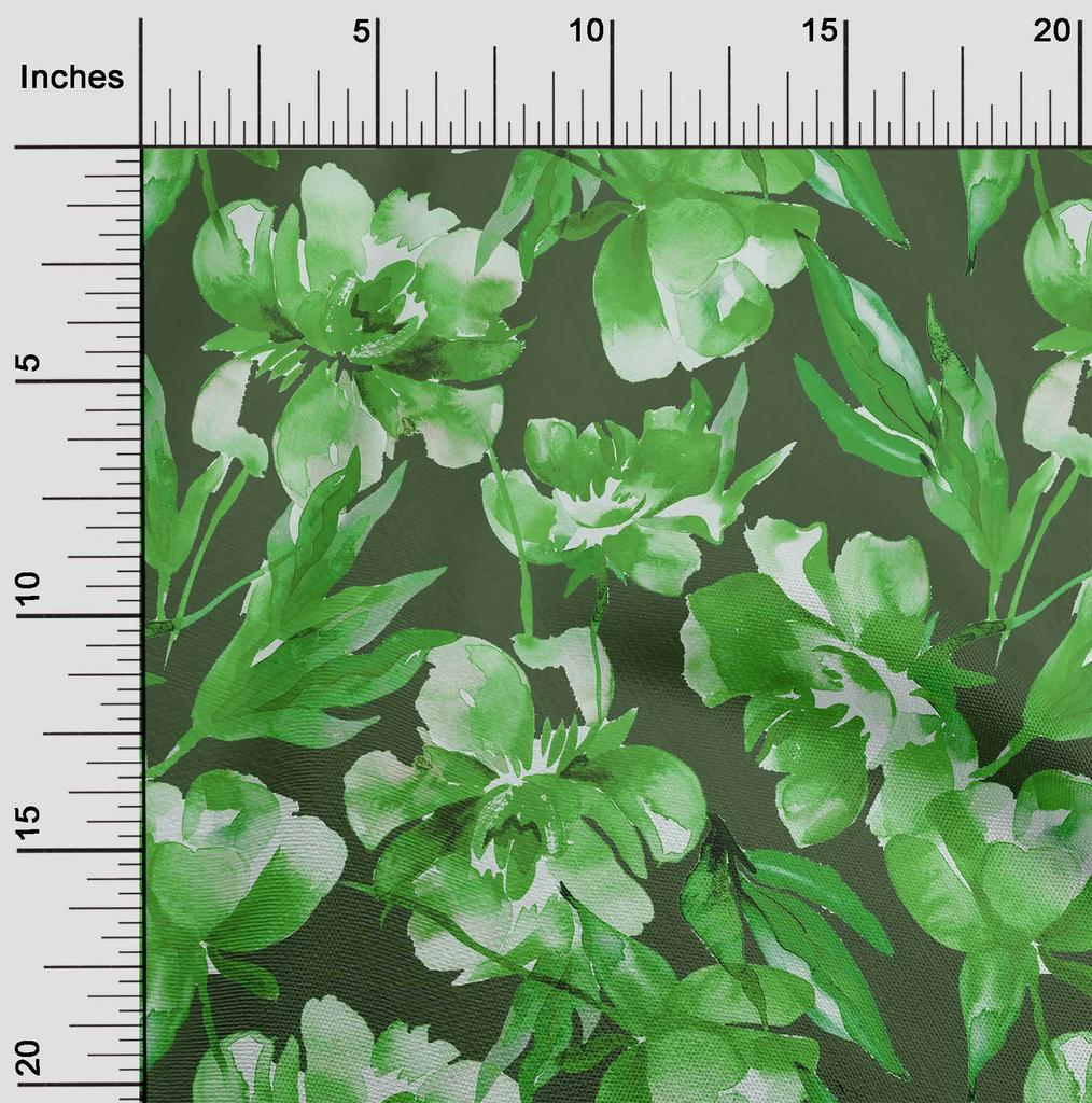 oneOone Хлопчатобумажная гибкая зеленая ткань с цветочным принтом, принадлежности для квилтинга, швейная ткань с принтом в ярдах, 40 дюймов