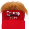 Шляпа Трампа 2024 с волосами, парик «Сохраним Америку снова великой», шляпа с вышитой буквой Трампа, шляпа с американским флагом, регулируемая бейсболка