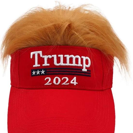 Шляпа Трампа 2024 с волосами, парик «Сохраним Америку снова великой», шляпа с вышитой буквой Трампа, шляпа с американским флагом, регулируемая бейсболка