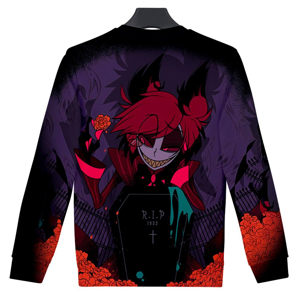 Women Men's Hazbin Hotel Anime Print Hoodies Round Neck Hooded Sweatshirts Man Travel Pullover Male Top Streetwear Outdoor Tracksuit