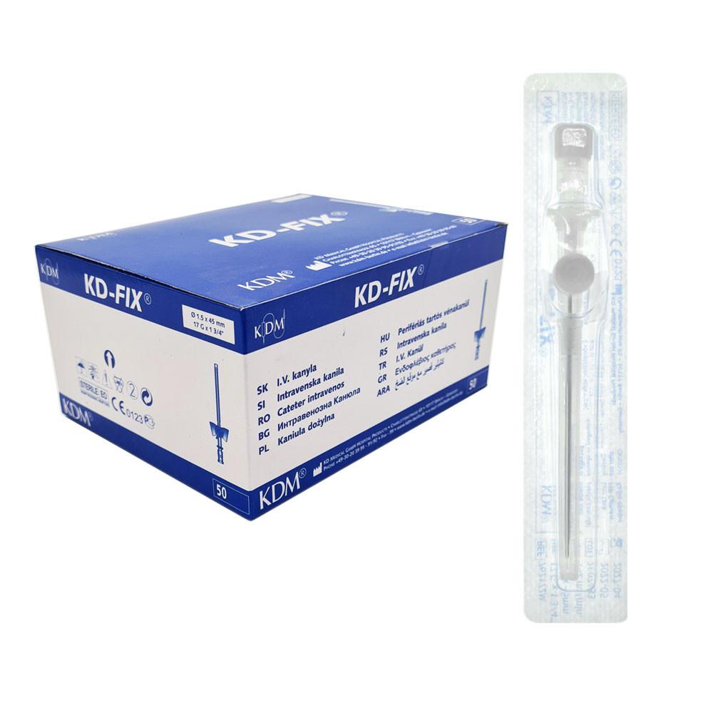 White Venflon 17G 1.5mm X 45mm Intravenous Cannula Kd-Fix 50 Pcs