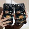 Закаленное стекло с узором лотоса, противоударный чехол для телефона iPhone 11 12 13 14 15 16 17 Pro Max 17Air 16E 7 8 Plus XR XS X