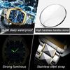 POEDAGAR Luxury Stainless Steel Watches for Man Luminous Waterproof Date Week Men Watch Tonneau Case Men's Quartz Watches