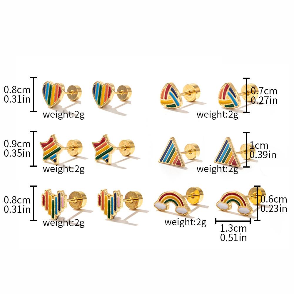 New Earrings Rainbow Color Geometric Drip Earrings Stylish Simple Style Jewelry Women