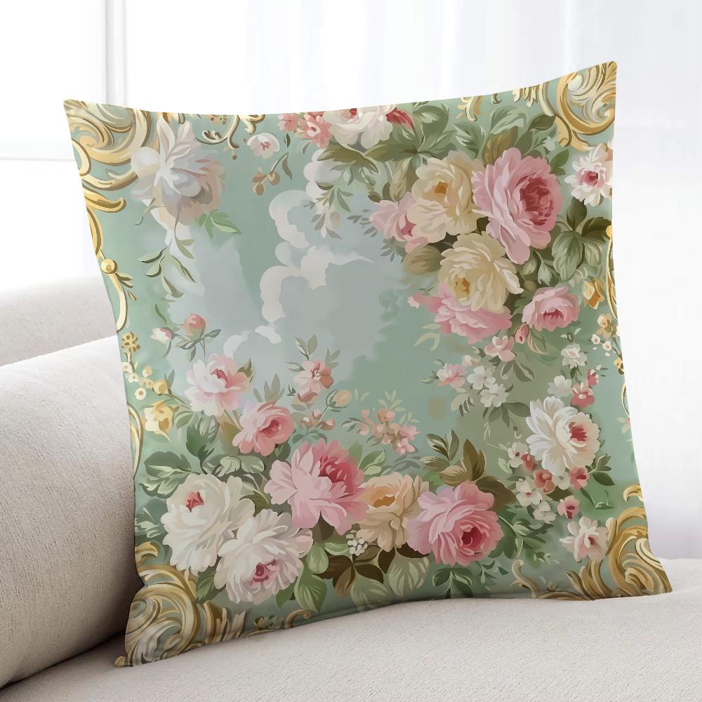 Rococo Vintage Flowers cushion cover Home Bedding Sofa living Room pillowcase Simple Soft Skin Cushion Cover Party Gift