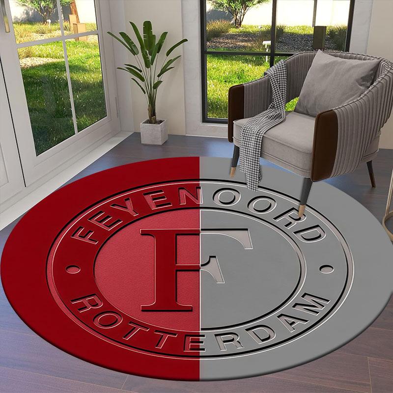 Feyenoord Round Area Rug,Carpet Rug for Living Room Bedroom Sofa Playroom Decor,Non-slip Floor Mat