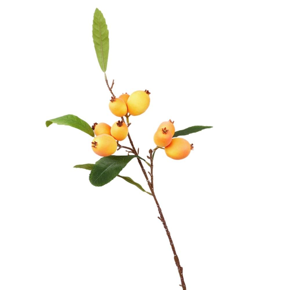 Luxury Artificial Loquat Fruit Branch Faux Loquat Fake Plants Simulation Fruit Tree Gift