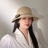 Japanese Style Bump Color Straw Braid Bow Decoration Fisherman's Hat Female Outdoor UV Protection Beach Sun Visor Basin Hat