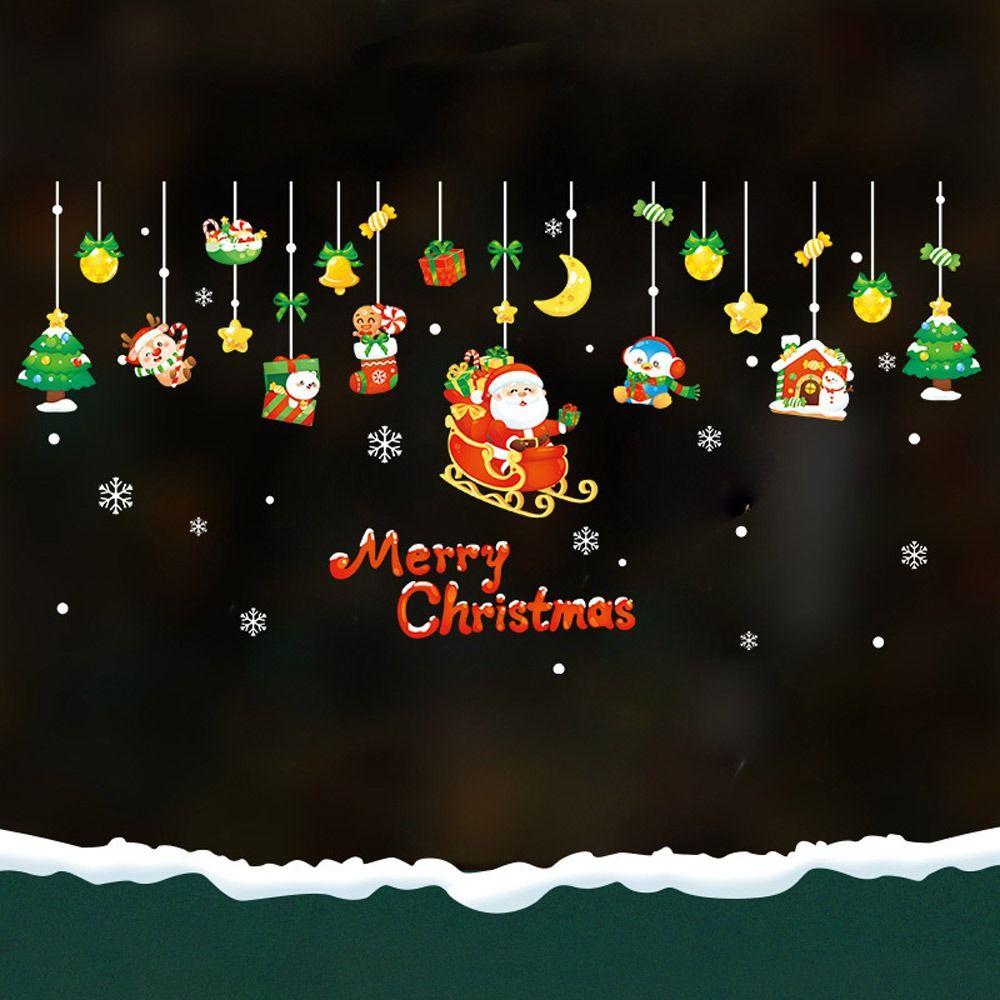 Новогодняя рождественская настенная наклейка Снежинка Санта-Клаус Лось Стеклянная наклейка Подарочная наклейка на окно Домашний декор