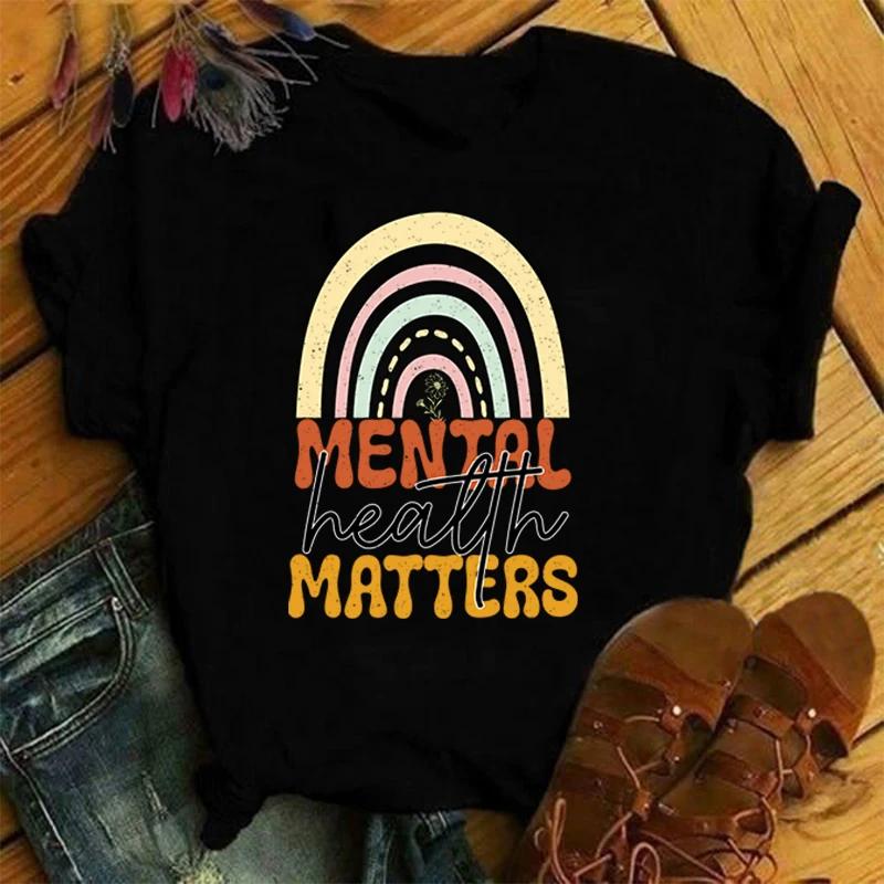 Mental Health Matters Футболка Мужская Женская Футболка Косплей Одежда Уличная Футболка Топы Больших Размеров