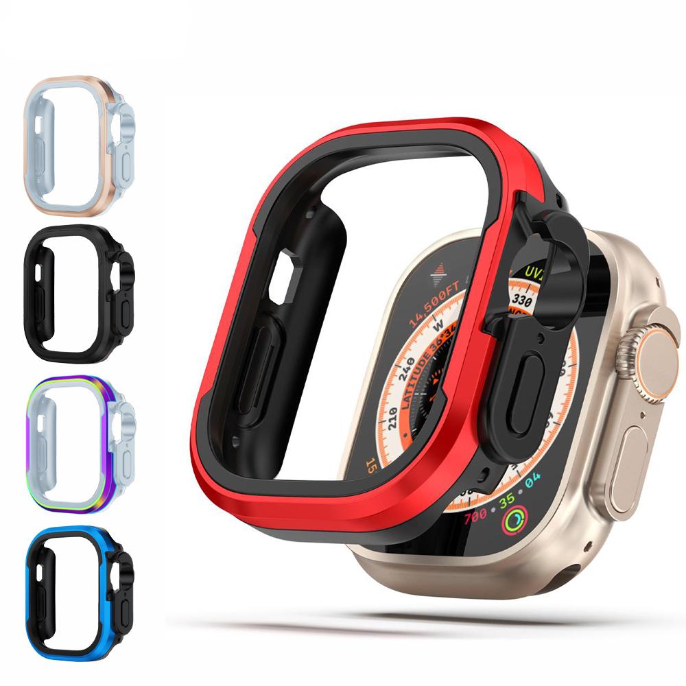 Металлический корпус для Apple Watch Ultra 49 мм, аксессуары, протектор, бампер из ТПУ, закаленный чехол iwatch series 8, 7, 6 se, 45 мм, 41 мм, 44 мм, 40 мм