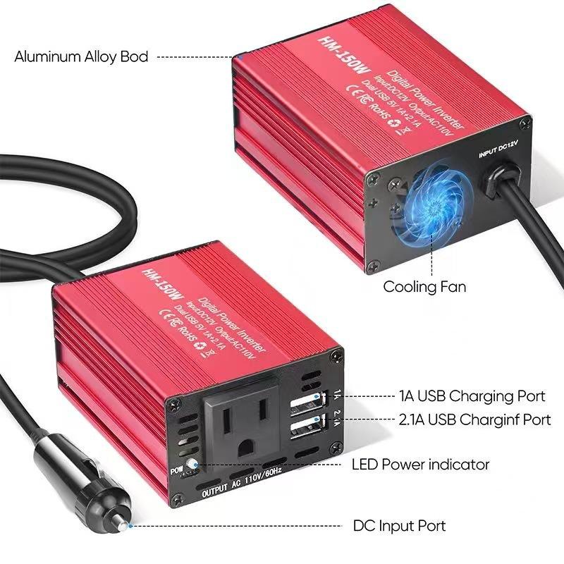150W Car Inverter 12V-220V Power Converter USB 2.1A Sine Wave Output