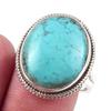 Natural Tibetan Turquoise Gemstone Handmade 925 Sterling Silver Ring Size 9 z7U86