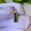 Natural Raw Green Tourmaline Gemstone 925 Sterling Silver Pendant 0.7" Gift