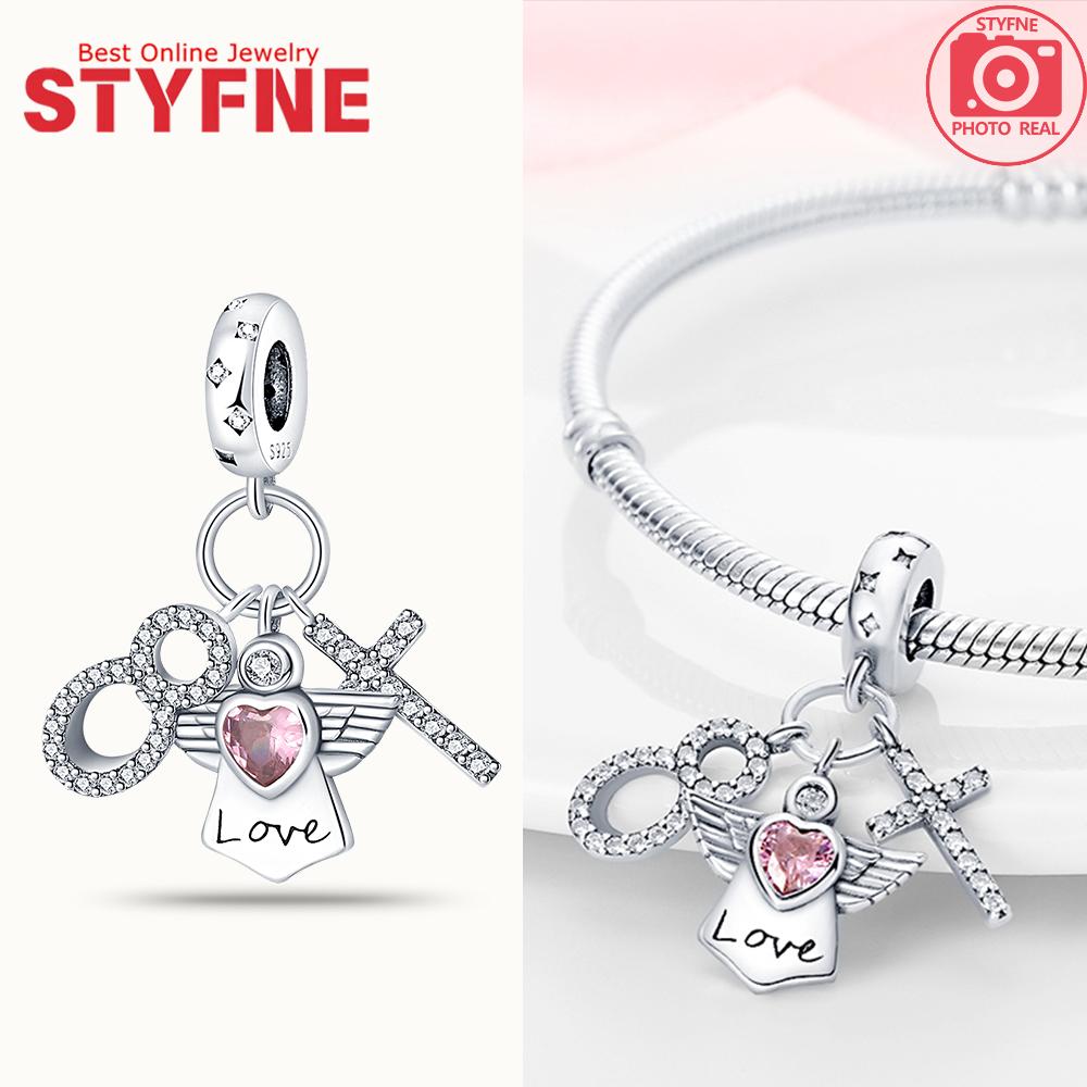 New Silver 925 Angel Sculpture Charms Heart Beads Fit Bracelet for Women Jewelry Party Beads DIY Fine Jewelry Gifts