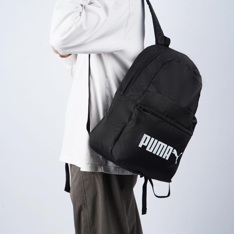 Puma Classic Logo Casual Fashion Trend Fabric Backpack Unisex backpack Black 077482-01