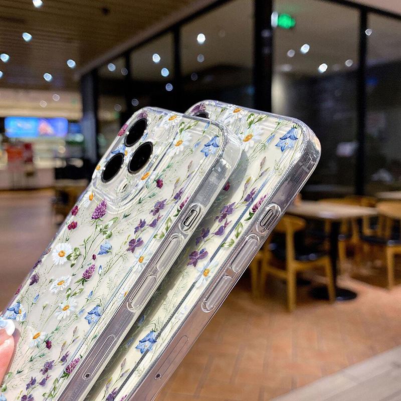 Силиконовый чехол с цветами для IPhone 16 16e 17 15 14 13 12 11 Pro Max Чехол 17Air 14 Plus Прозрачный силиконовый мягкий чехол