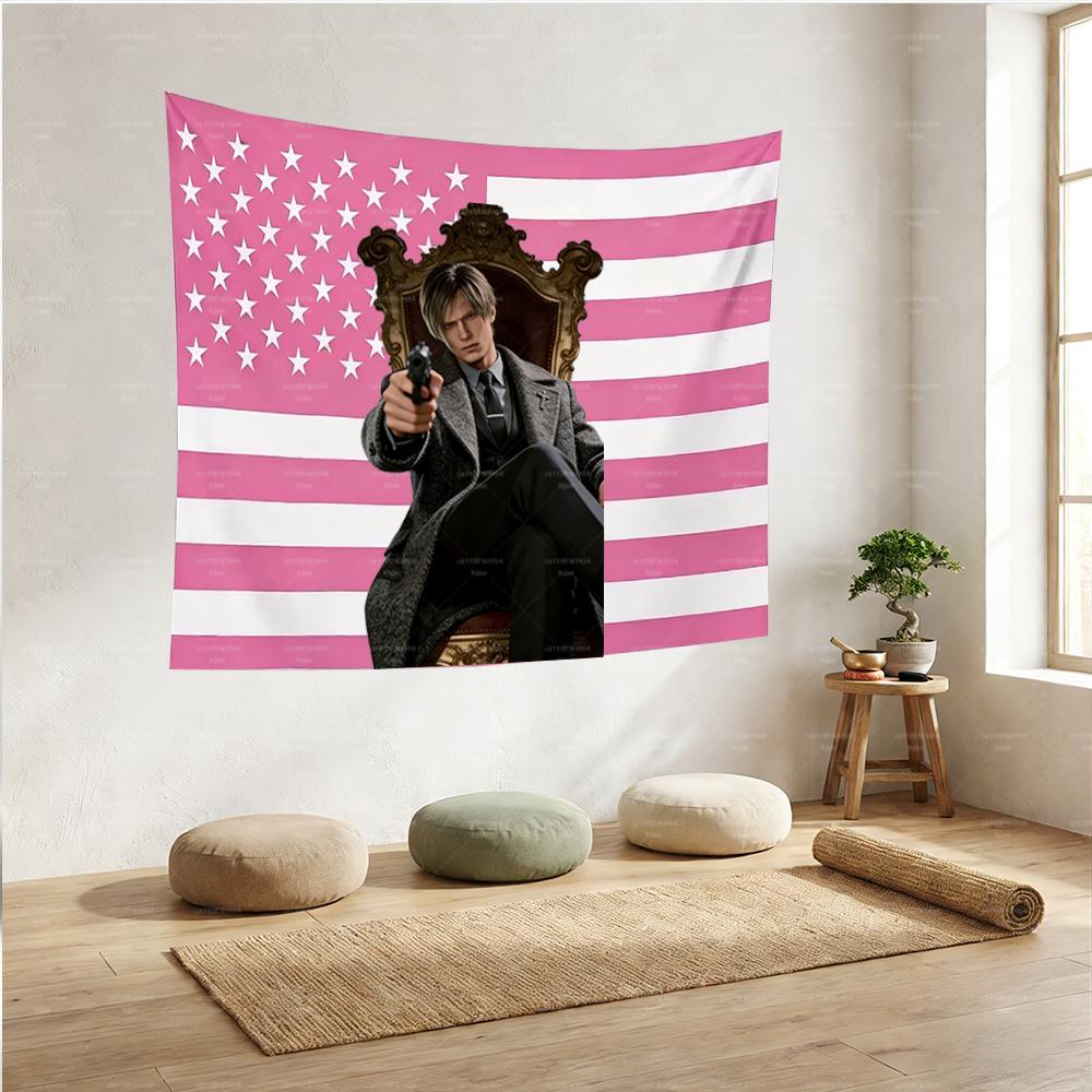 LLeon KKennedy Hippie Aesthetic Wall Tapestry American Flag Design for Bedroom Dorm Home Background Decor Birthday Gift