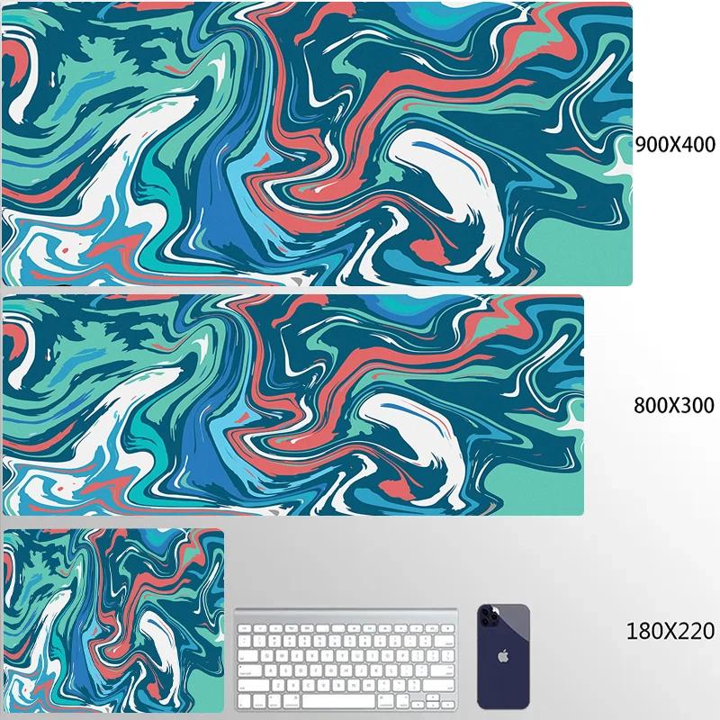 Синий Большой Игровой Коврик для Мыши XXL Strata Liquid Deskmat Нескользящий Резиновый Игровой Коврик для Мыши Компьютерные Коврики для Клавиатуры Большой Мауспад Геймер