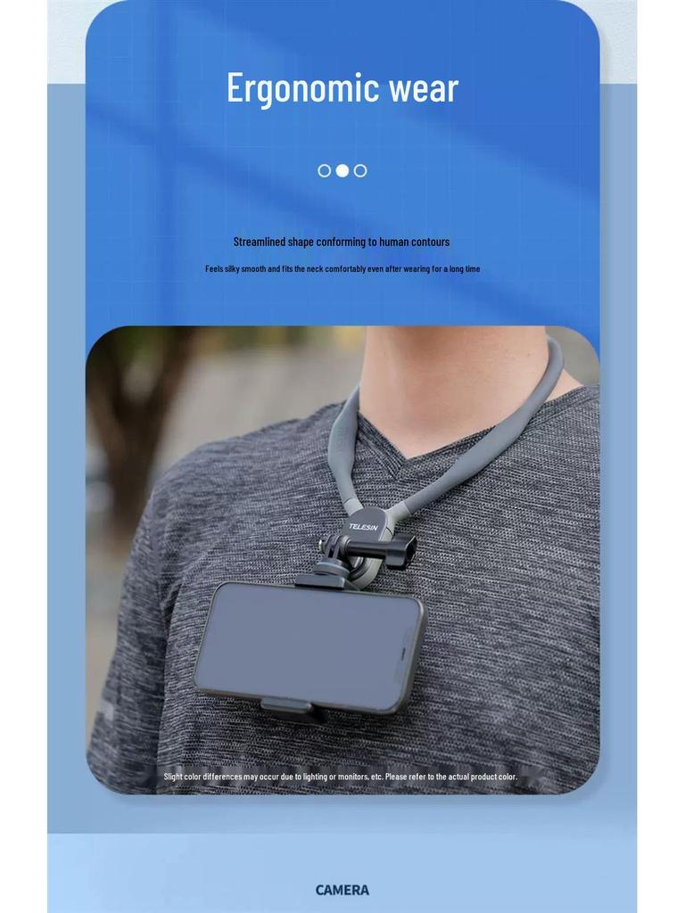 Магнитный держатель на шею Taixun для Insta360 X2/X3, GoPro 11 и смартфонов - Идеально подходит для велоспорта и экшн-камер.