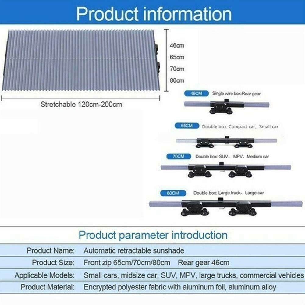 Auto Retractable Car Windshield Sun Shade Curtain UV Protection Sun Visor Cover