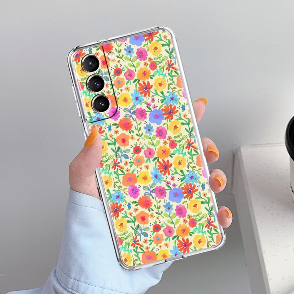 Чехол для телефона Samsung Galaxy S26 S25 S24 S23 S22 Ultra S20 S21 FE 5G Plus Мягкий прозрачный чехол Летний разноцветный цветок