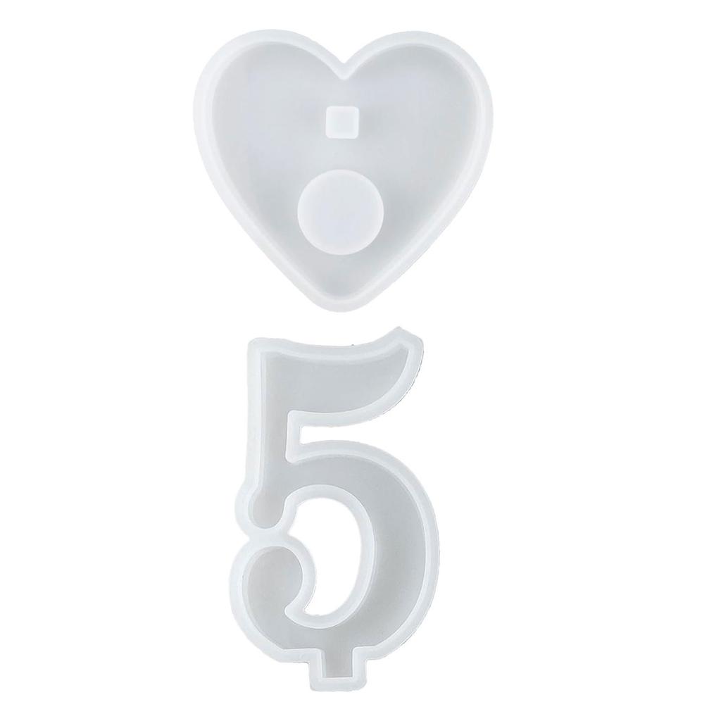 1-10 Numbers Shape DIY Silicone Mold 3D Handmade Candle Holder with Heart Base Gypsum Resin Mold Craft Candlestick Mould