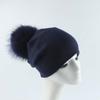 Adult New Raccoon Fur Ball Color Knitted Acrylic Common Fabric Warm Casual Pullover Beanie Hat Liner Unisex Cross-border