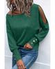 Green Asymmetrical Cut Out Buttoned Long Sleeve Top
