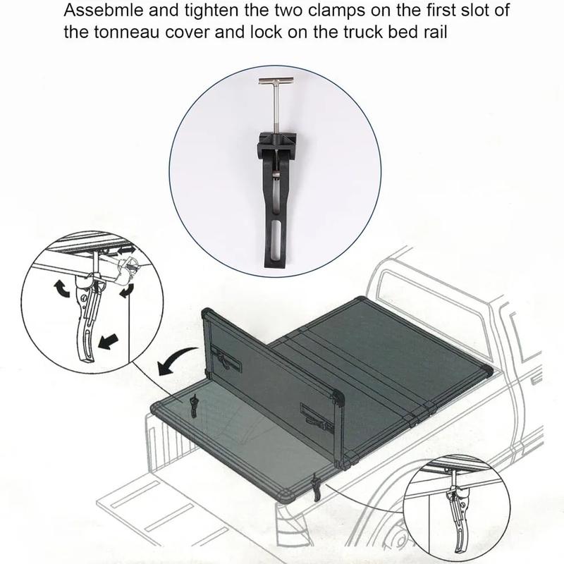 Universal Replacement and Accessories Part Kit For Hard Tri-Fold Tonneau Pickup Truck Bed Cover Car Rear Front Clamp T-Bolts