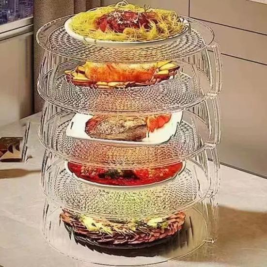 Прозрачная пластиковая крышка для еды с ручкой, универсальная купольная крышка для кастрюль, сковородок, посуды, пылезащитная, штабелируемая, многоцелевой кухонный аксессуар для дома, шведского стола