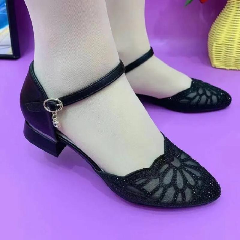 Женские милые легкие сетчатые дышащие туфли на пряжке с квадратным каблуком женские повседневные высококачественные офисные рабочие туфли ab770