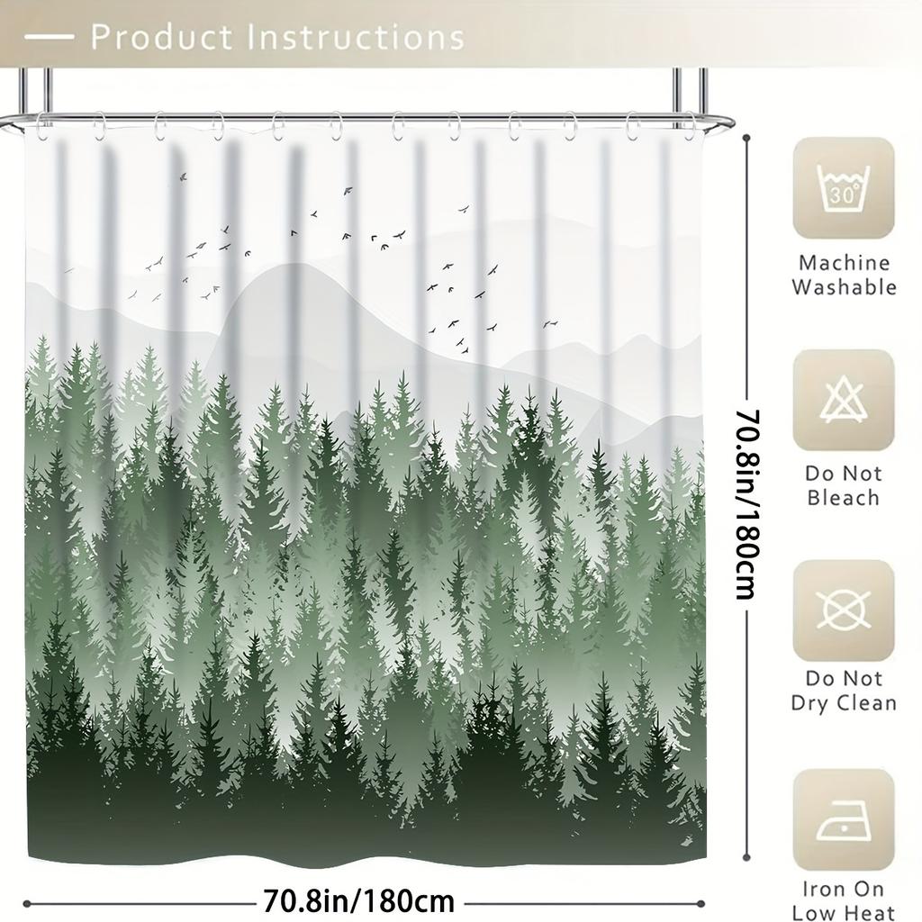 4 шт., наборы занавесок для душа с лесами и горами для ванной комнаты, нескользящие коврики для ванной комнаты, крышка для унитаза, коврик для ванной