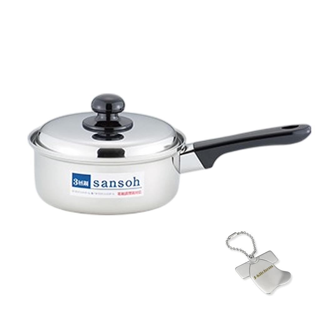 Made in Includes Original Tag J-kitchens Saucepan, Triple-Layered Steel, 18cm, Rust-Resistant, Non-Stick, Gas/Induction Compatible, Japan,