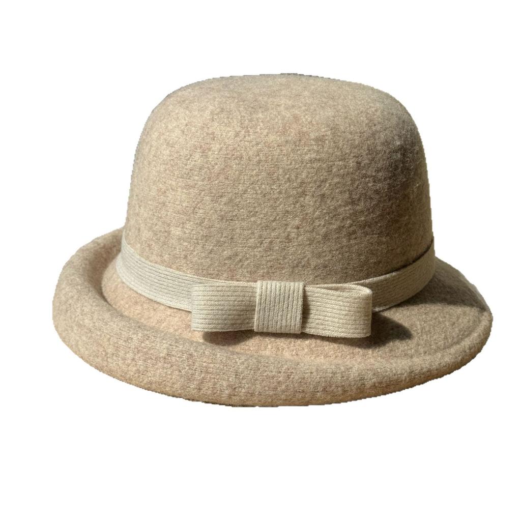 Французская высококачественная шляпа-мама из кудрявой шерсти для женщин, ретро-бант, шляпа рыбака, осенне-зимняя шляпа в богатом стиле