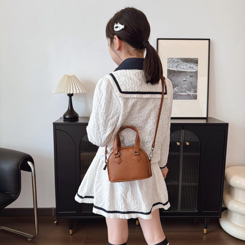 Solid Stylish Simple Color Unisex Shoulder Bag Shellshaped Childrens Handbag