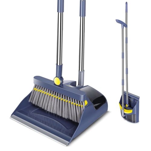 ZNM Набор для уборки веник и совок, вертикальный, вращающийся на 180°, легкая сборка, удобное хранение, экономия места, подходит для использования в помещении и на улице, для дома,