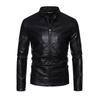 Men's Leather Motorcycle Washed Pu Leather Jacket Stylish Men's Fitted Stand Collar Men's Top Leather Jacket Trendy