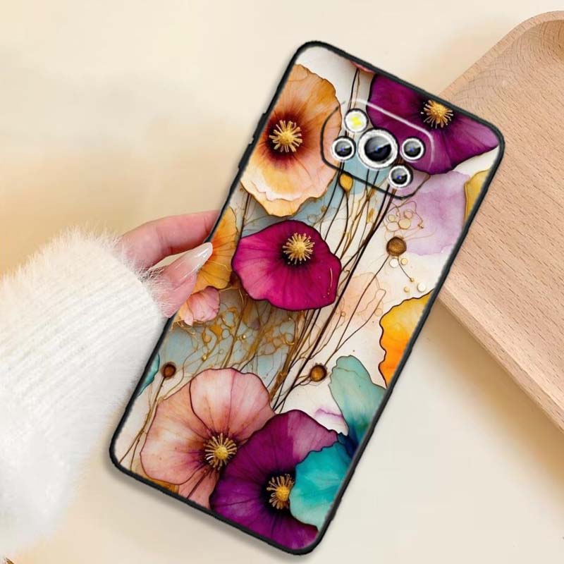 Чехол для телефона с узором «Цветок бабочки» для Xiaomi Mi Poco F3 F4 F5 F6 X3 X4 X5 X6 X7 M3 M4 M5 M6 M7 GT Pro 5G Черный