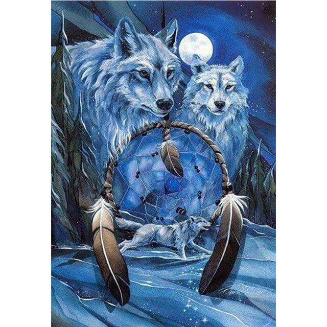 Wolf Animal DIY 5D Diamond Painting Full Round Drill Dreamcatcher Diamond Embroidery Cross Stitch Mosaic Rhinestones Home Decor