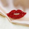 Sexy Lady Red Lips Brooches For Women Girls Creative Shining Luxury Diamond Mouth Brooch Pins Wedding Accessories Gifts