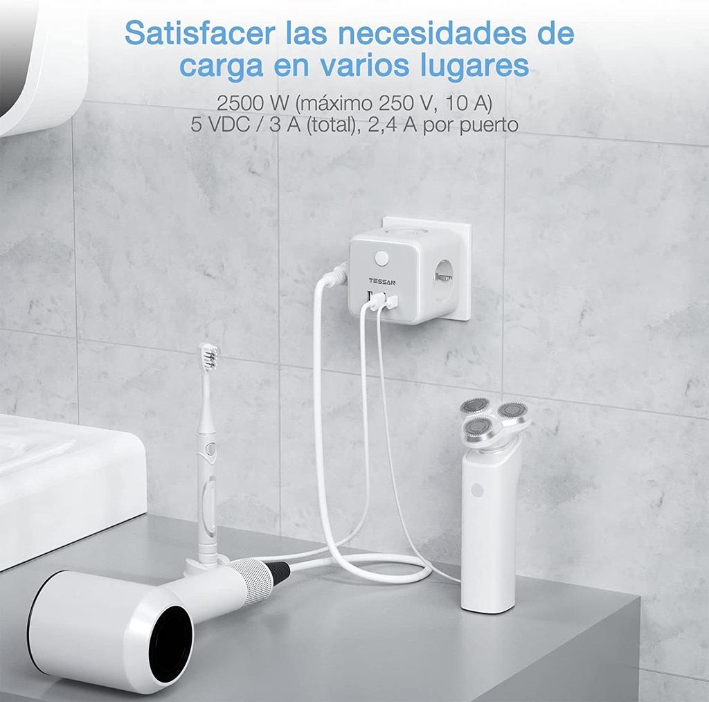 Tessan EU KR Plug Multi Outlets Power Strip with USB Ports Type C Wall Charger Electric Extension Socket Adapter for Home Office