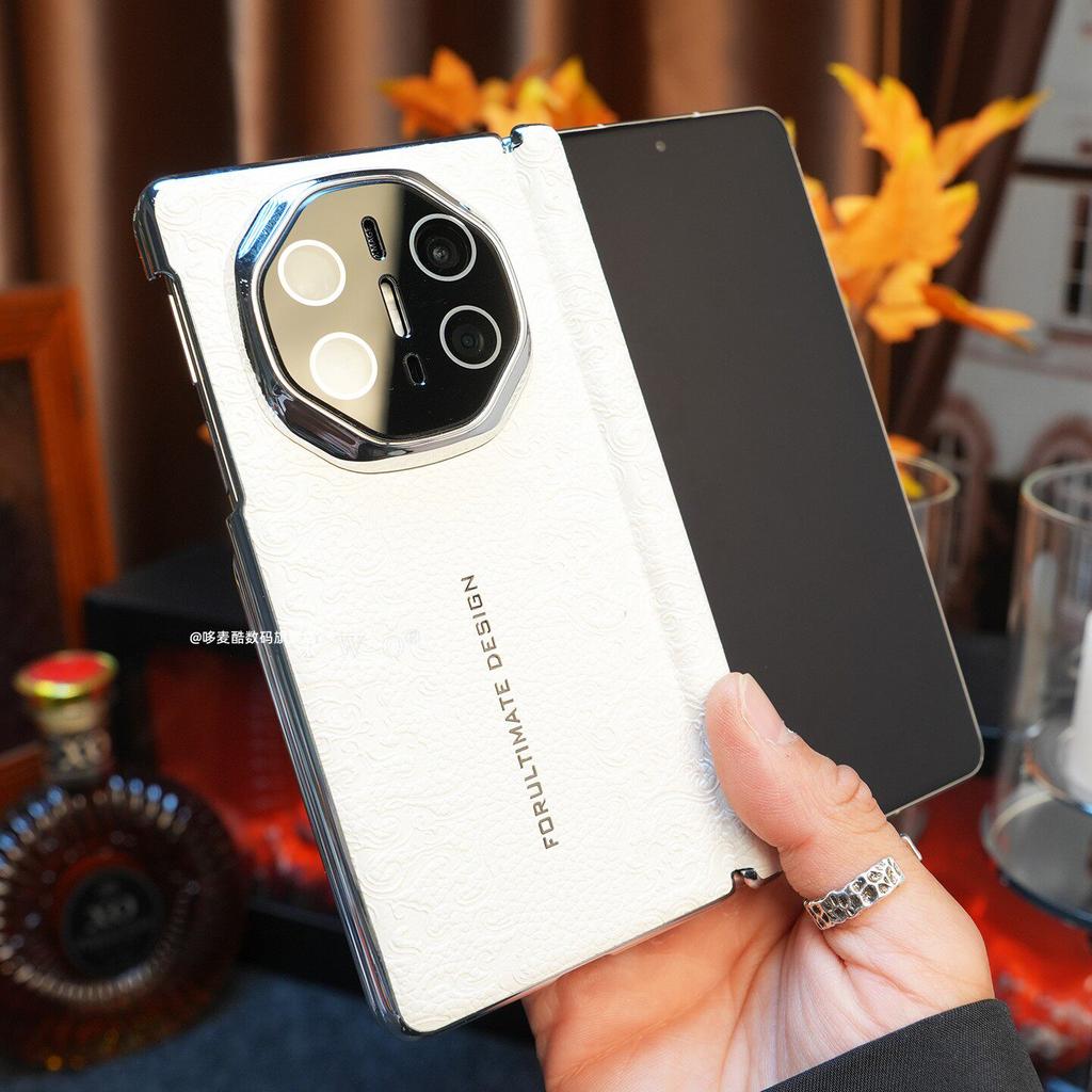 Чехол для Huawei Mate X5 X3, Магнитный, С текстурой цветочного принта, Из ПУ кожи, Защитная оболочка с защитой центрального шарнира